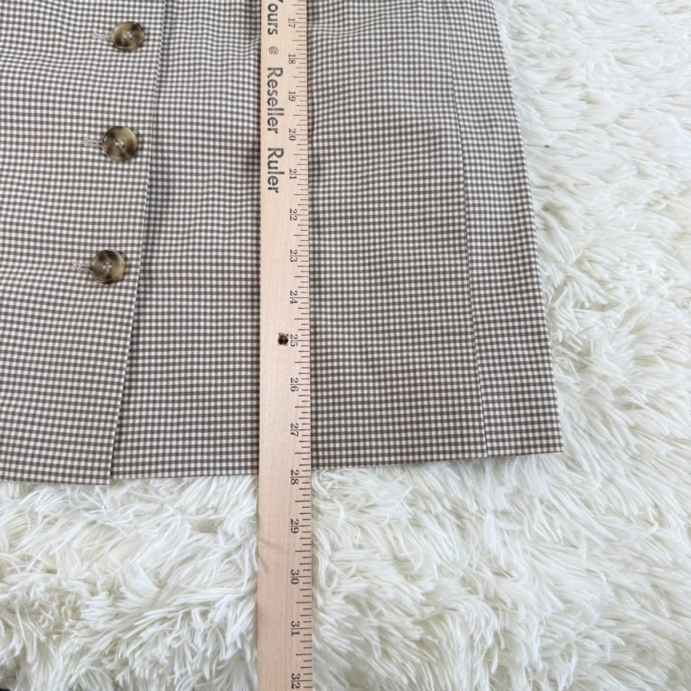 Vintage Theory Strapless Gingham Button Front Dress Brown White Silk Size 10 - Picture 10 of 13
